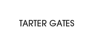 The logo for tarter gates is on a white background.
