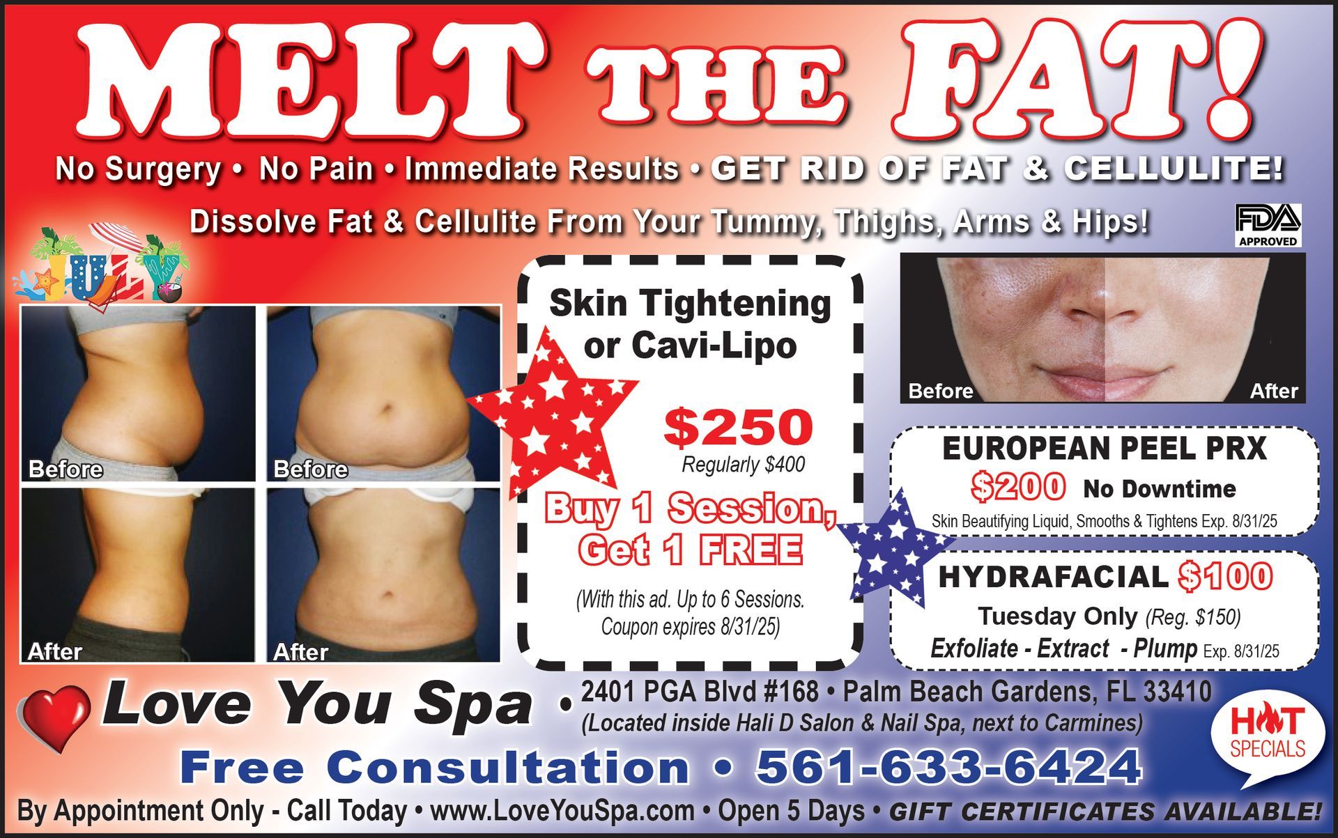 An advertisement for love you spa offers a free consultation