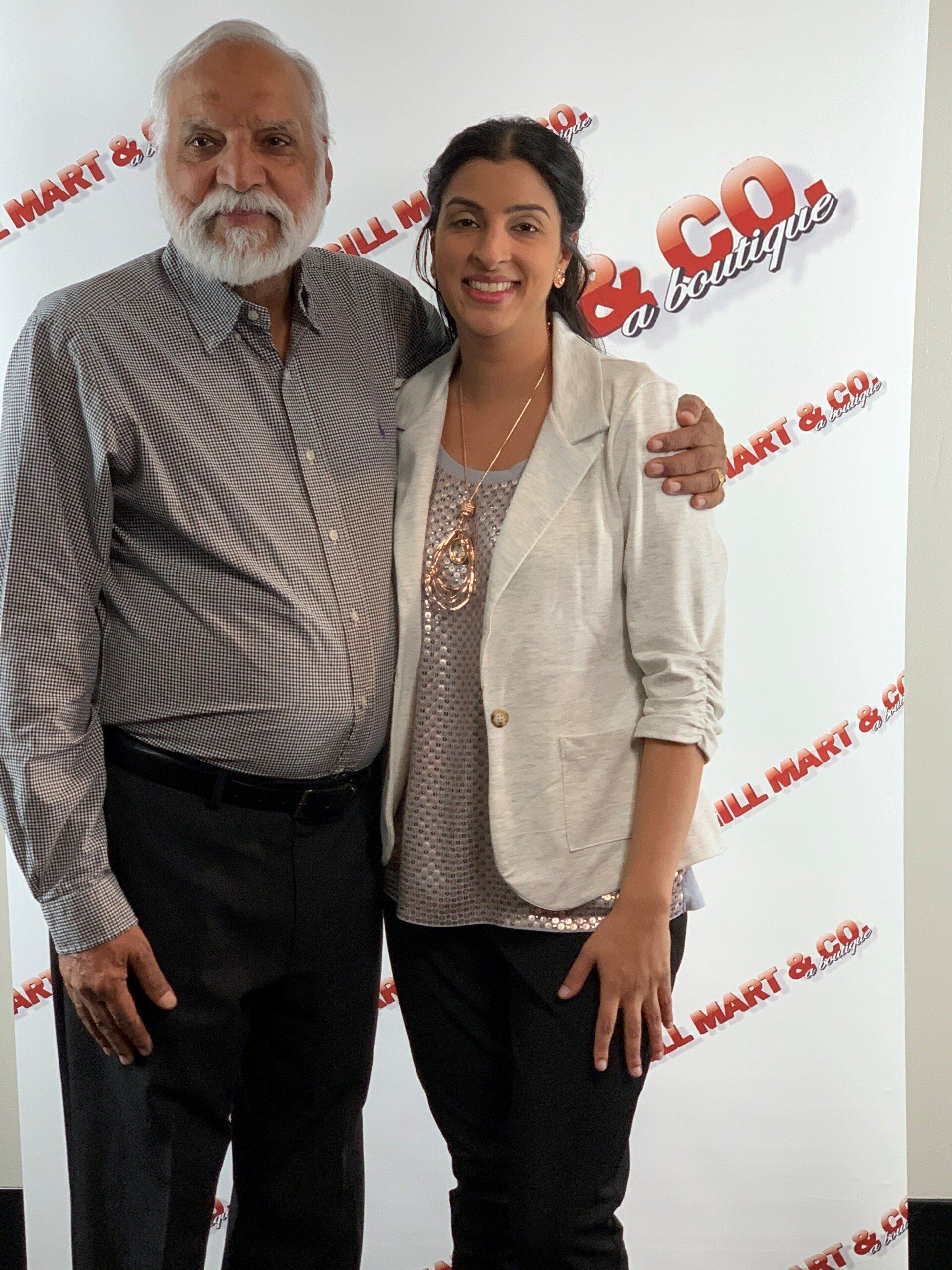 Old man and young lady wearing nice clothing