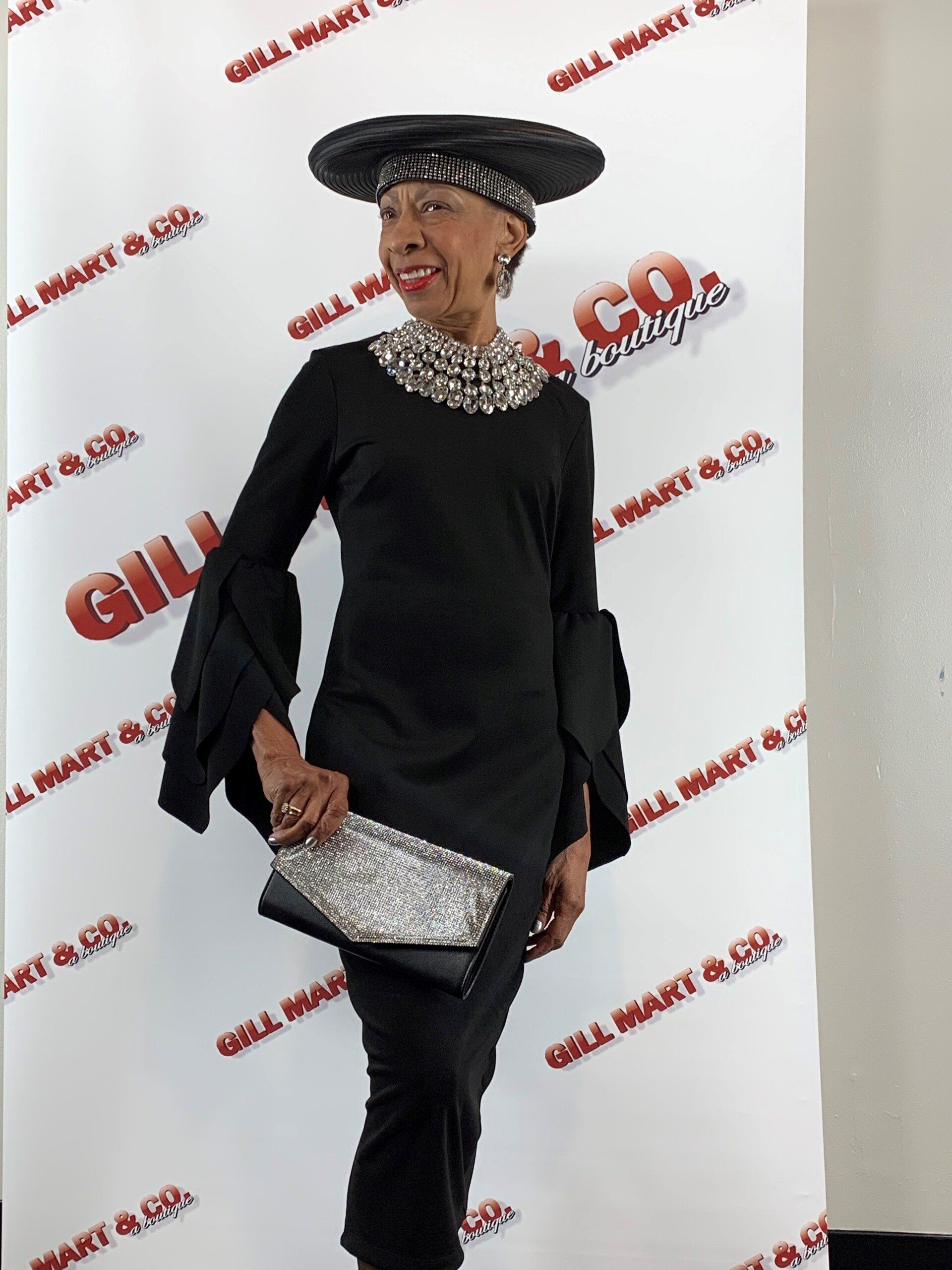 Old woman in an elegant black dress