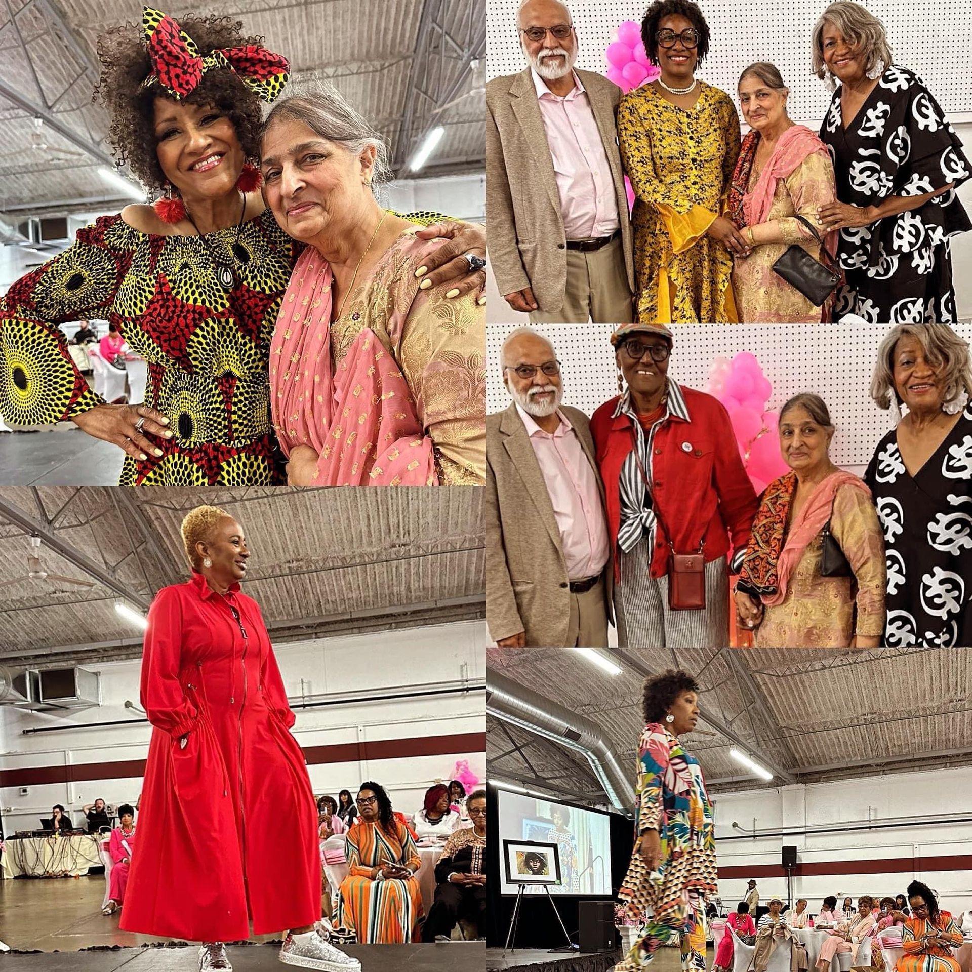 A group of people are posing for a picture at a fashion show.