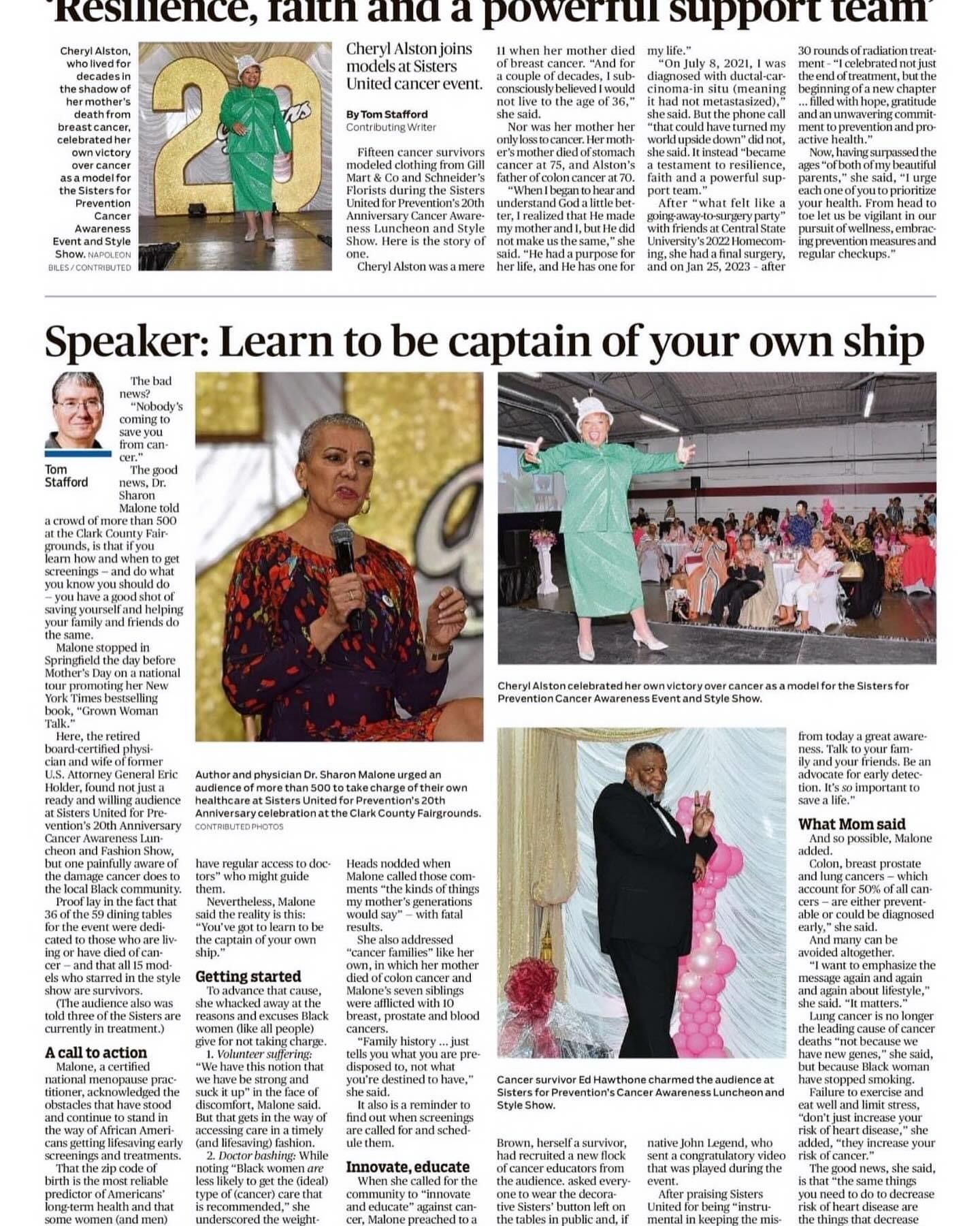 A newspaper article titled speaker : learn to be captain of your own ship