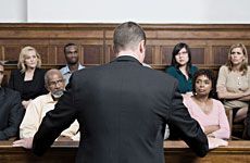 Prosecutor standing in front of the jury