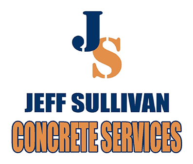Logo for Jeff Sullivan Concrete Services featuring a blue "J" and orange "S" monogram over the company name.