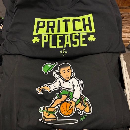 Pritch please t-shirts are stacked on top of each other