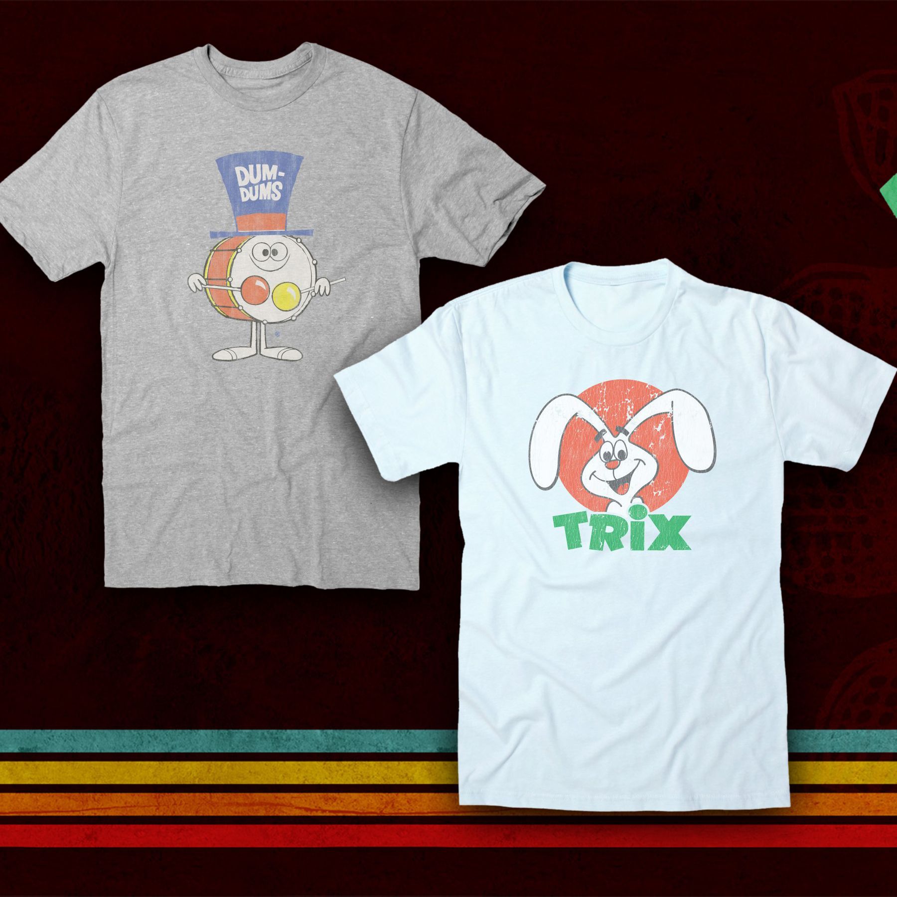 Two t-shirts with one that says trix on it