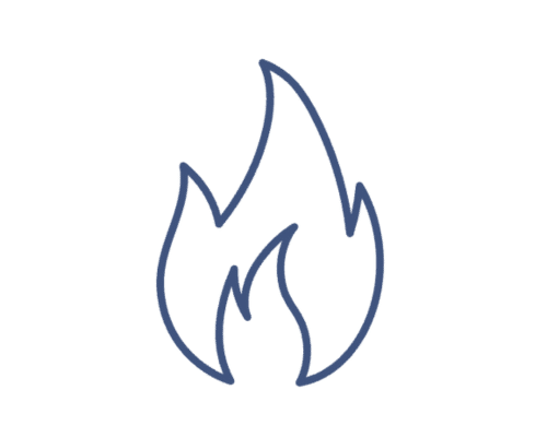 Blue outline of a flame.