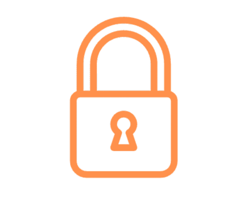 Orange padlock icon, indicating security and privacy.