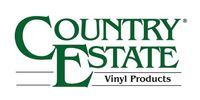 Country Estate Vinyl Products logo with green text and stylized E on white background