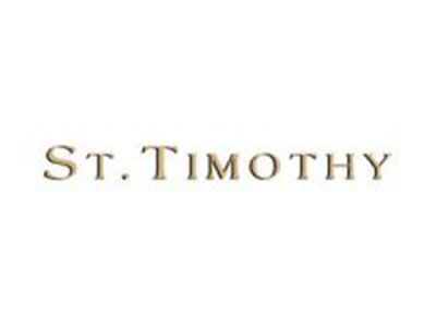 St. Timothy in gold-colored text on a white background.
