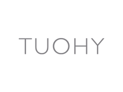 TUOHY text logo in grey, sans-serif font.