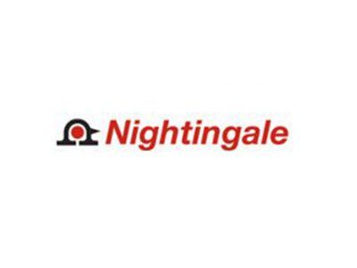 Nightingale logo: red wordmark with a bird icon, black and red, on a white background.