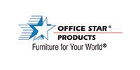Logo for Office Star Products, featuring a blue star with streaks, text, and tagline 