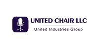 Logo of United Chair LLC, featuring a chair icon in a dark square with text to the right.