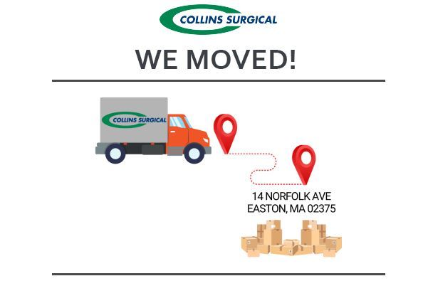 An advertisement for Collins Surgical shows a truck moving to a new location.