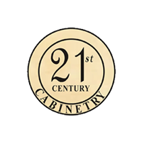 Round beige logo reading 21st Century Cabinetry in black text.