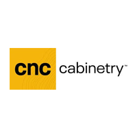 CNC Cabinetry logo with black text on a yellow square and white background