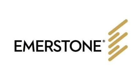 EMERSTONE logo in black text with gold diagonal bars on a white background