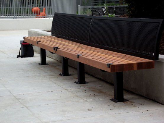 Metal and wood bench