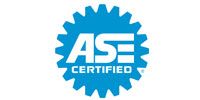 Blue ASE Certified gear-shaped logo on white background