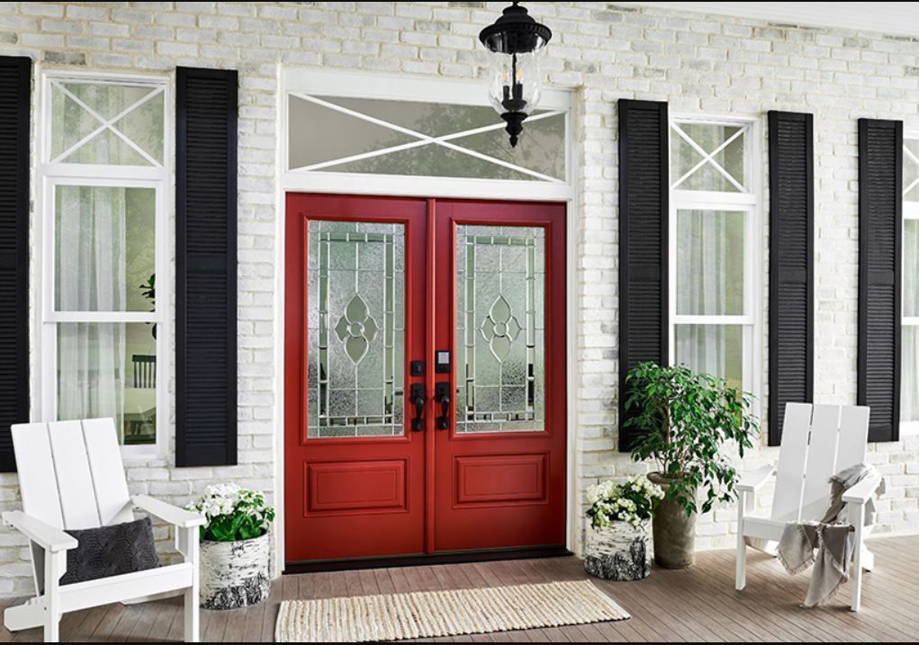 red vinyl door