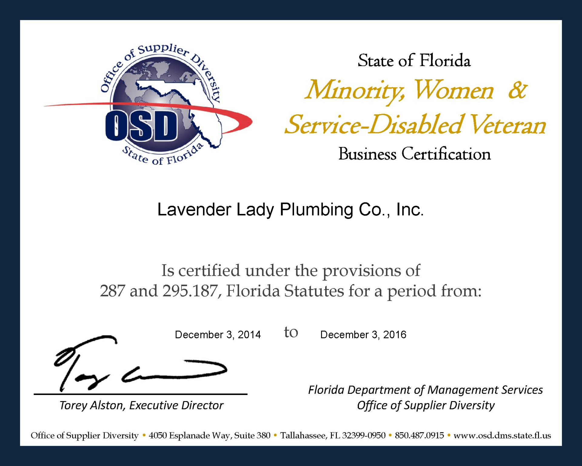 MWBE Cert State of Florida