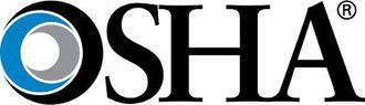 OSHA logo: blue, gray, and black circular design followed by the letters OSHA in black.