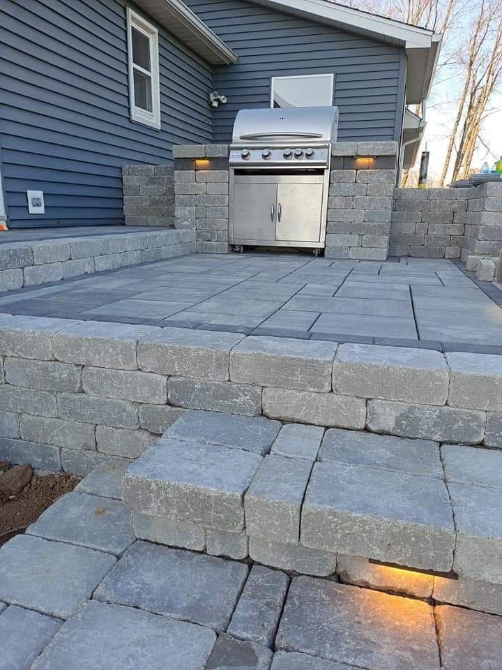 Grill cooking area with patio