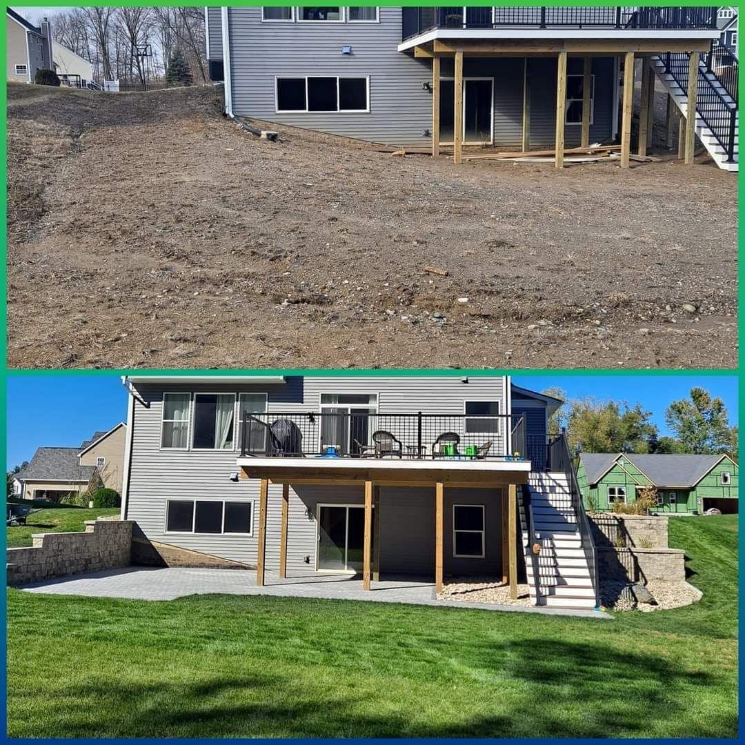 House with patio and wall