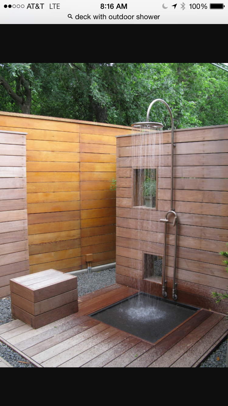 Deck with outdoor shower