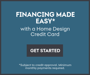 An advertisement for financing made easy with a home design credit card