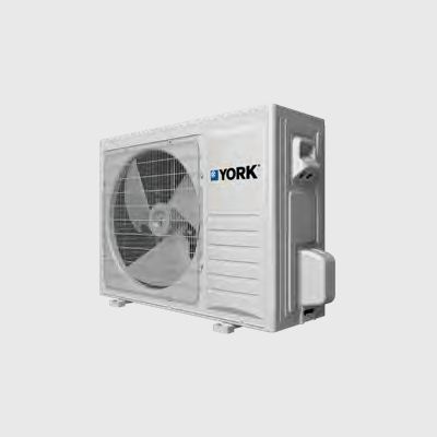 A york air conditioner is shown on a gray background