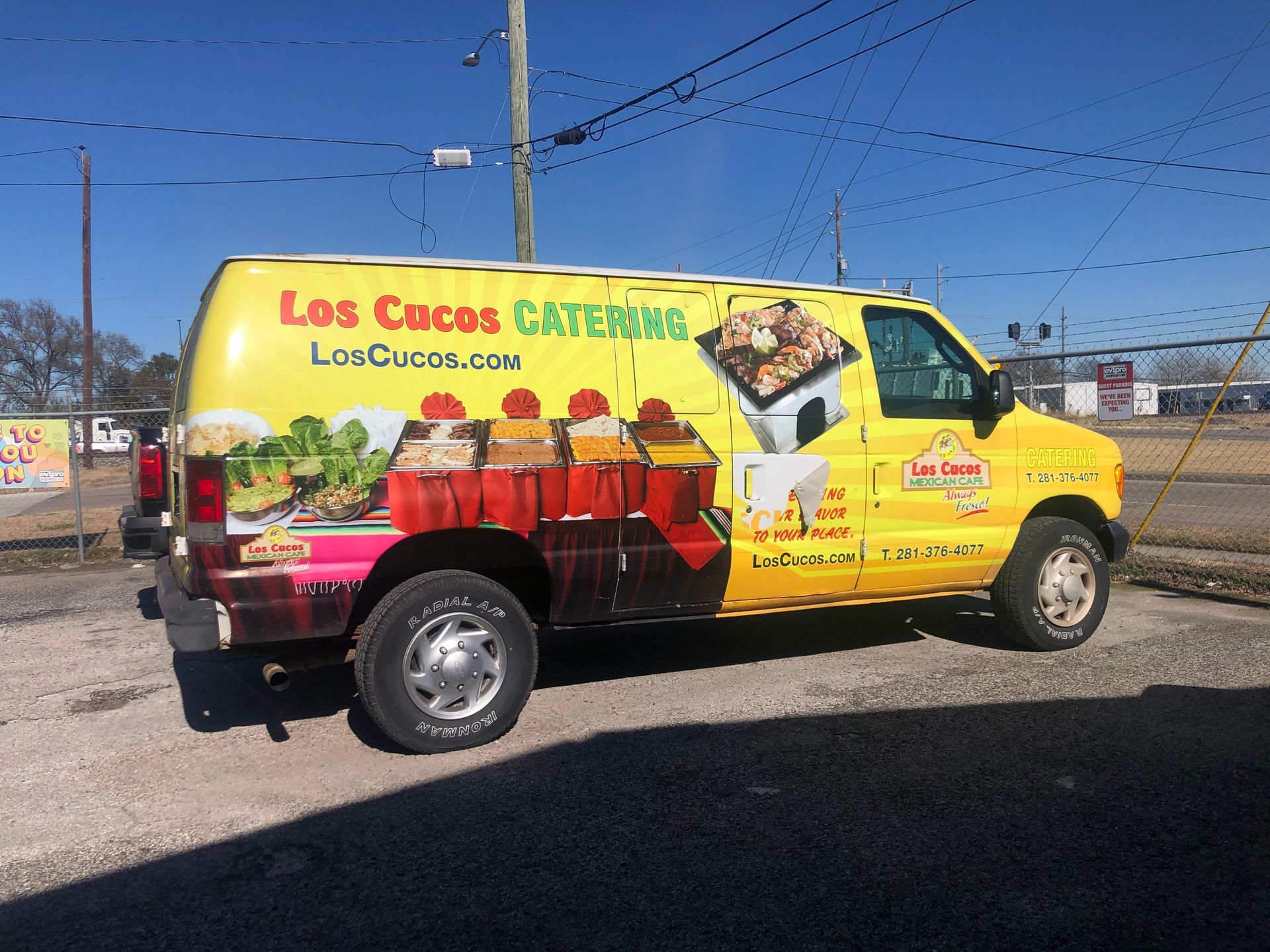 Yellow catering van with 