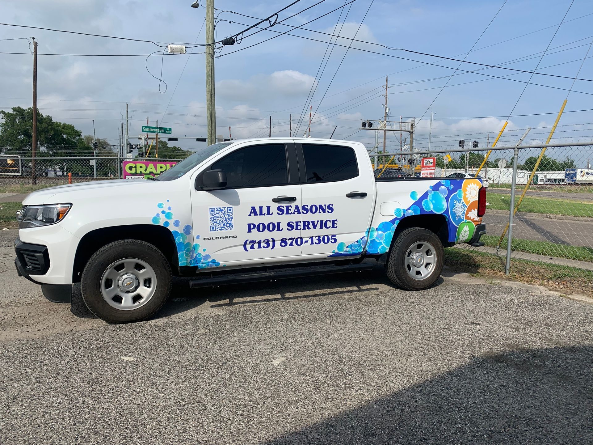 White pickup truck with 