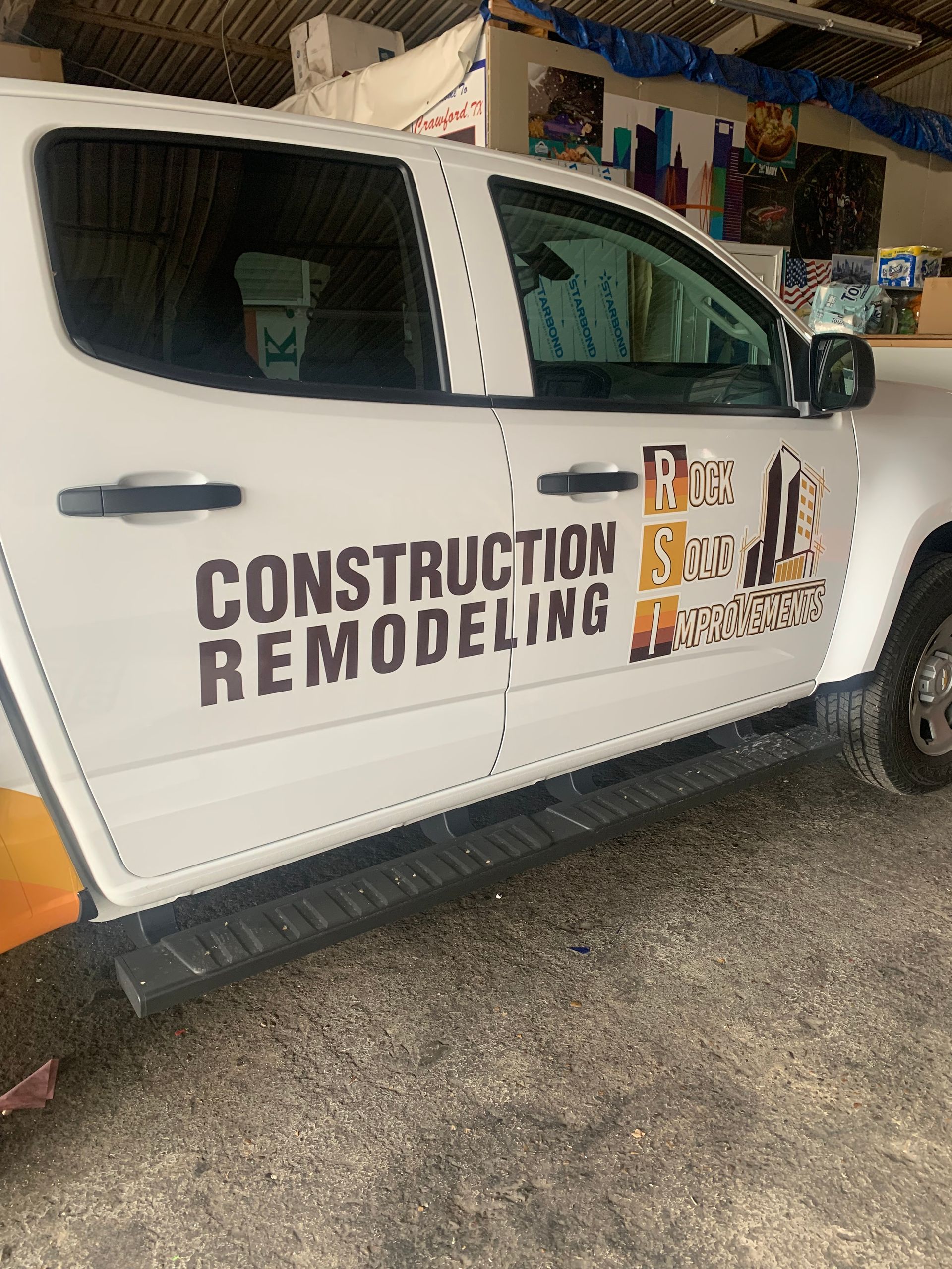 White pickup truck with 