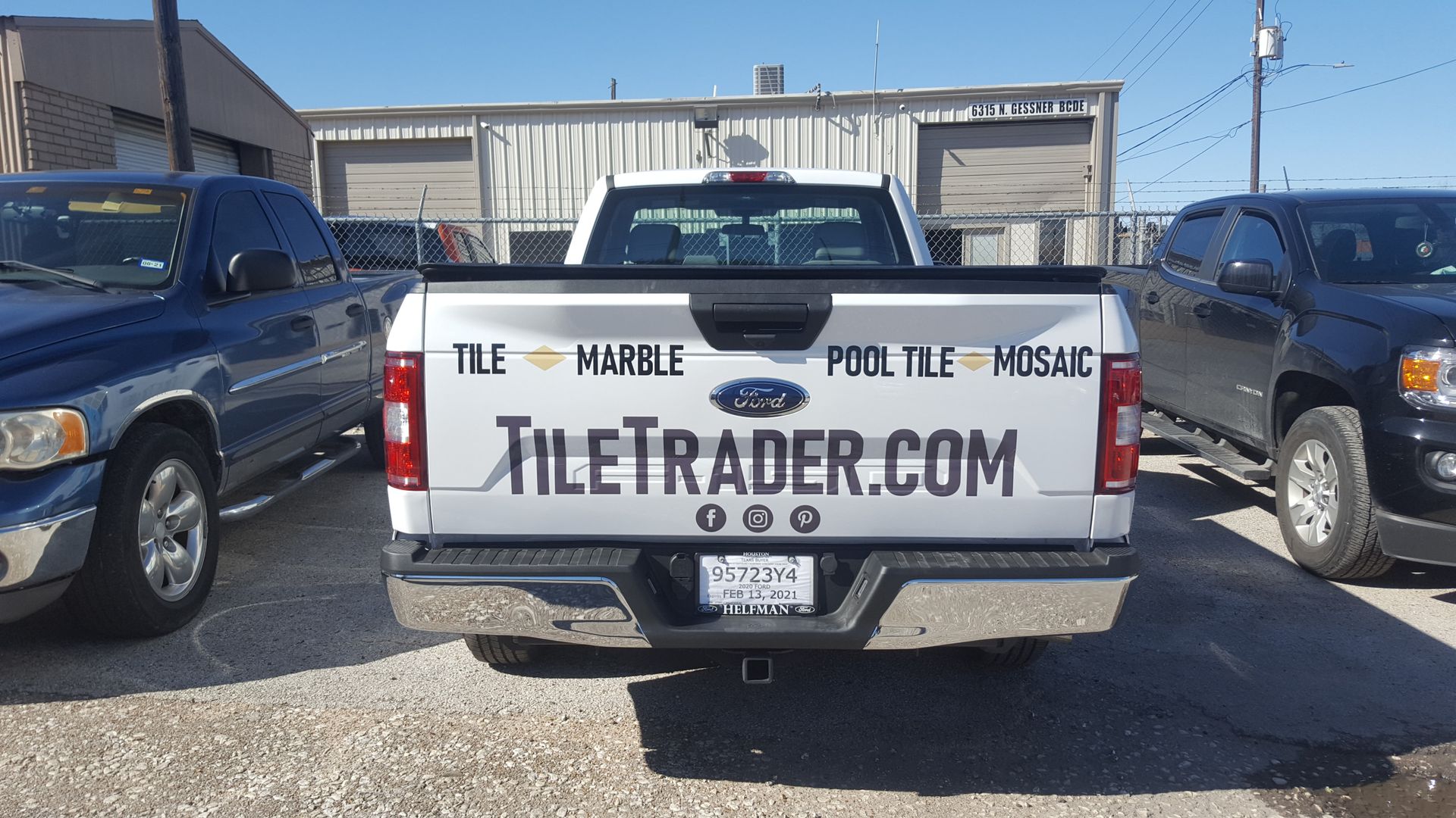 White Ford pickup truck with 