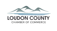 Loudon County Chamber of Commerce logo with mountains and water. Black text on white background.