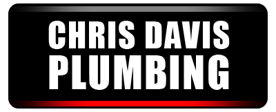 Black rectangular logo with the words "CHRIS DAVIS PLUMBING" in white. A red line is at the bottom.