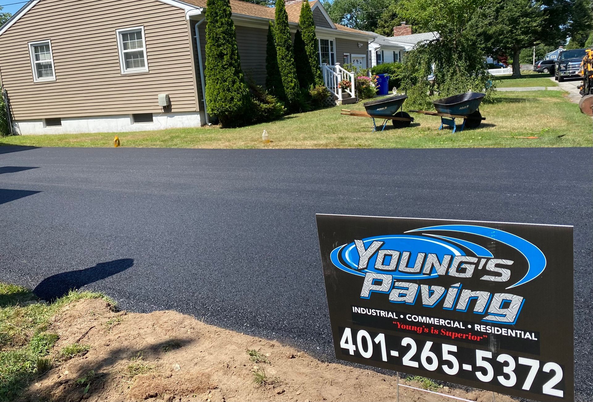 Young's Paving sign on a beautiful property