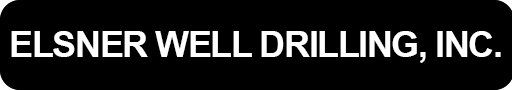 The white text "ELSNER WELL DRILLING, INC." centered on a solid black rectangular background.