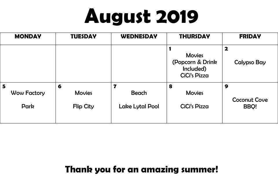 Summer Camp Calendar 2019-4