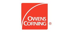 Owens Corning logo: white text and arc on red square.