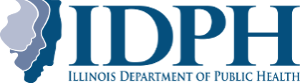 Illinois Department of Public Health logo in blue with Illinois silhouette icon
