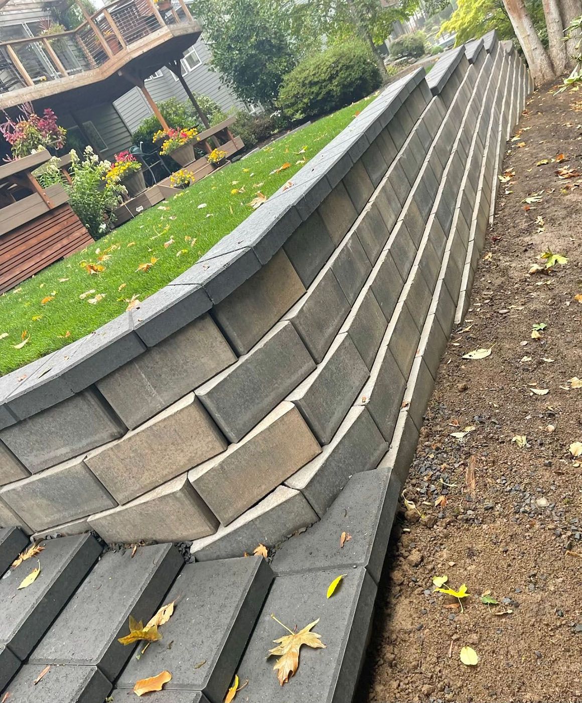 A beautiful brick wall in a yard