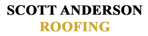 Logo for Scott Anderson Roofing. Black text "SCOTT ANDERSON" above gold "ROOFING."