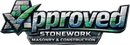 Logo for "Approved Stonework," with a checkmark in a stone design.