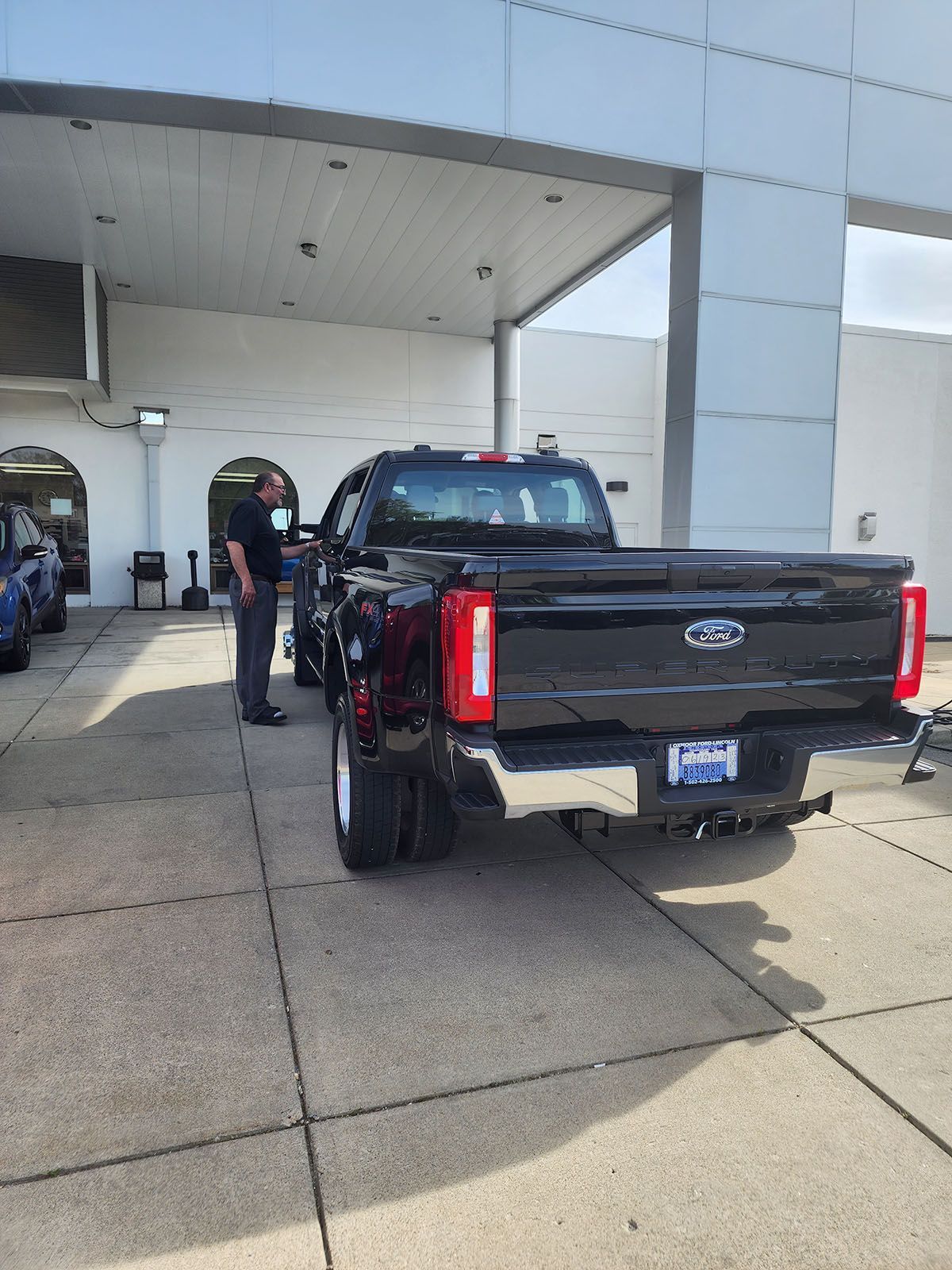 Rear view of a black truck
