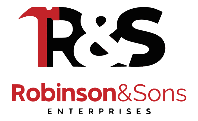 Logo: "R&S" with a hammer incorporated into the "T." Below reads "Robinson & Sons Enterprises".