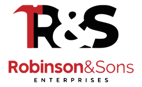Logo: "R&S" with a hammer incorporated into the "T." Below reads "Robinson & Sons Enterprises".