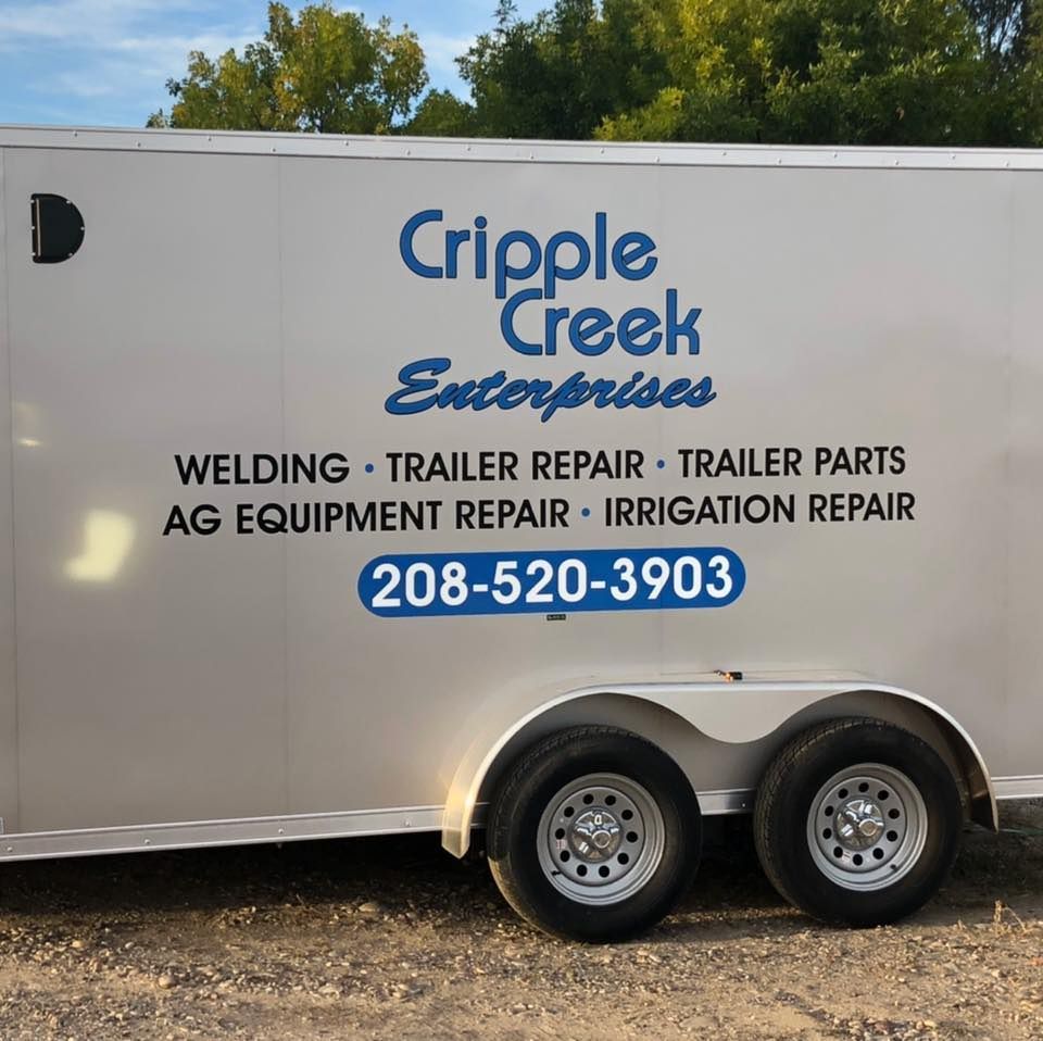 A trailer with cripple creek enterprises written on it